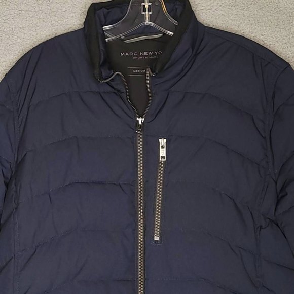 Marc New York Mens Carlisle Puffer Jacket Blue Waist Length Pockets Zipper M New - Picture 6 of 9